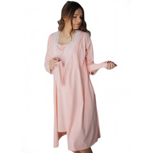 Комплект нічна сорочка + халат для вагітних і годуючих Ярина Рожевий